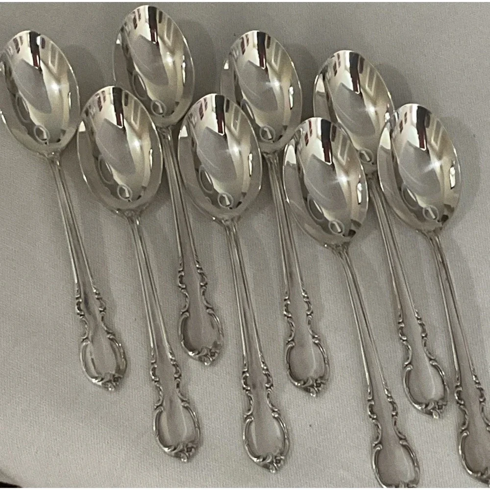 1847 Rogers Bros Teaspoons SI Silverplate Reflection Spoons Lot of 8 Vintage